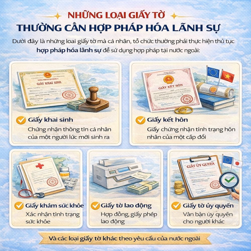 Hồ sơ cần chuẩn bị khi làm thủ tục hợp pháp hóa lãnh sự theo quy định của Bộ Ngoại giao.