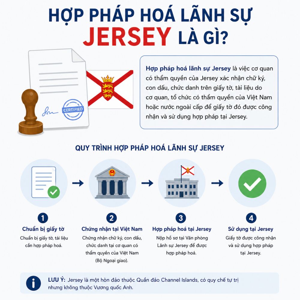 Hồ sơ chuẩn bị cho hợp pháp hoá lãnh sự Jersey đầy đủ, đúng quy định