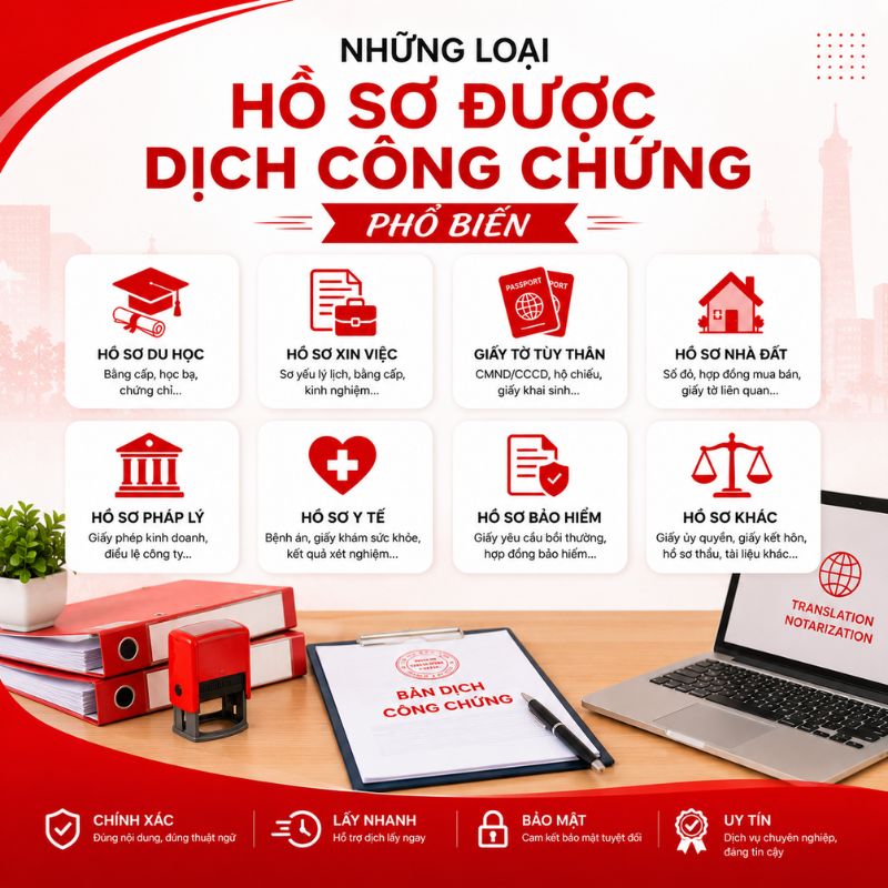 Hồ sơ cần chuyển ngữ trong thời gian ngắn có thể lựa chọn Dịch thuật công chứng lấy ngay tại Hà Nội để chủ động hơn về tiến độ xử lý.