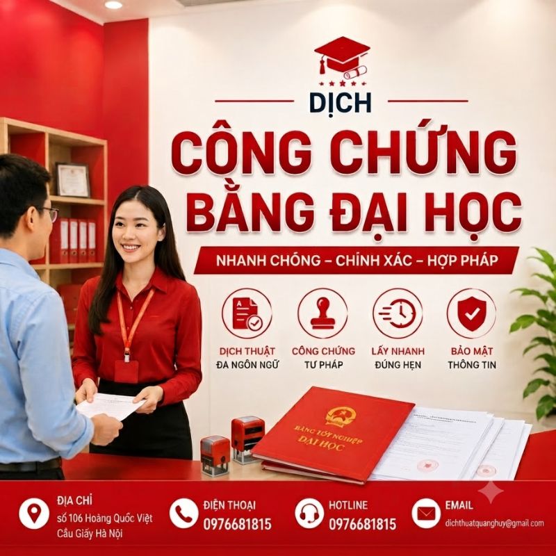 Dịch công chứng bằng đại học giá rẻ tại Ba Đình
