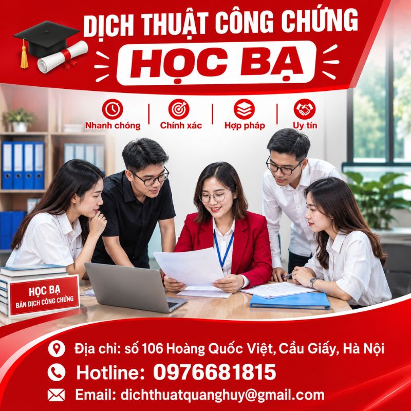 Dịch thuật công chứng học bạ giá rẻ tại Hà Nội