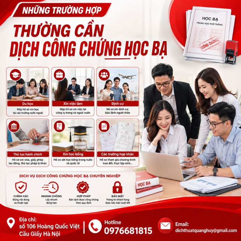 Dịch thuật công chứng học bạ giá rẻ tại Hà Nội – Đảm bảo bản dịch chính xác, rõ ràng, phù hợp với yêu cầu hồ sơ.
