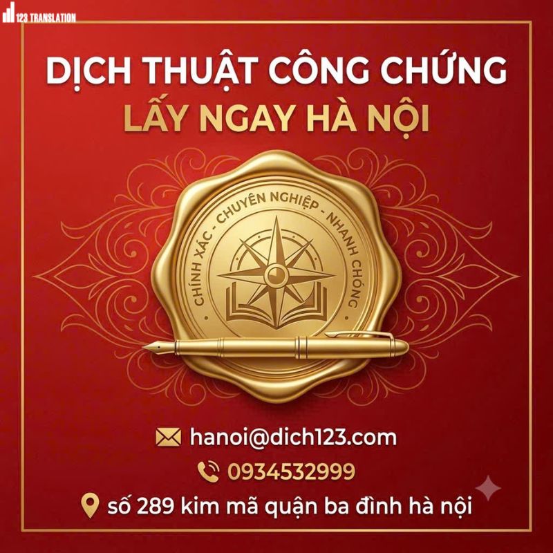 Dịch thuật công chứng lấy ngay Hà Nội 2026