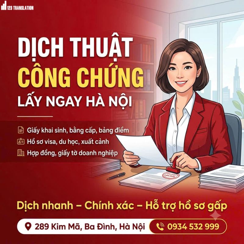 Dịch thuật công chứng lấy ngay Hà Nội 2026