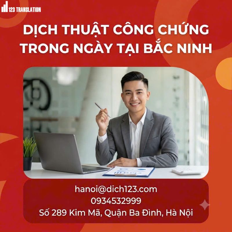 Dịch thuật công chứng trong ngày tại Bắc Ninh 2026