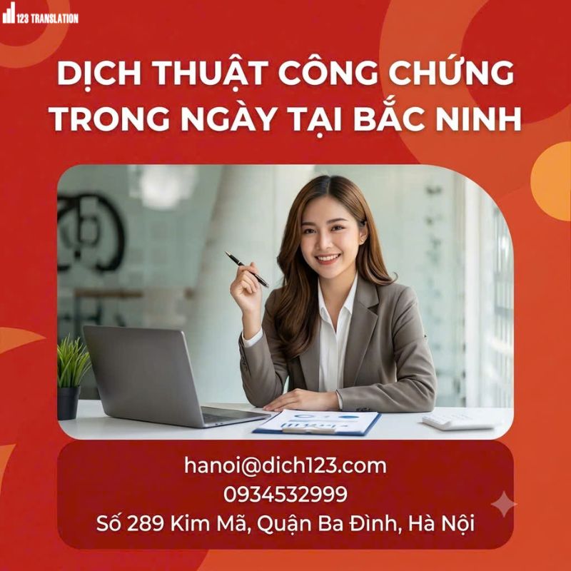 Dịch thuật công chứng trong ngày tại Bắc Ninh 2026