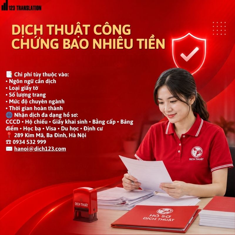 Dịch thuật công chứng bao nhiêu tiền 2026 - Cập nhật chi phí và các yếu tố cần biết