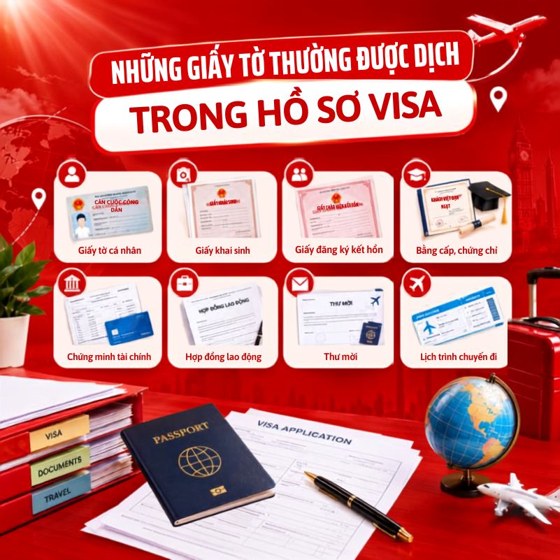 Dịch thuật công chứng hồ sơ xin visa – Giải pháp chuyên nghiệp cho hồ sơ du lịch, du học, thăm thân.