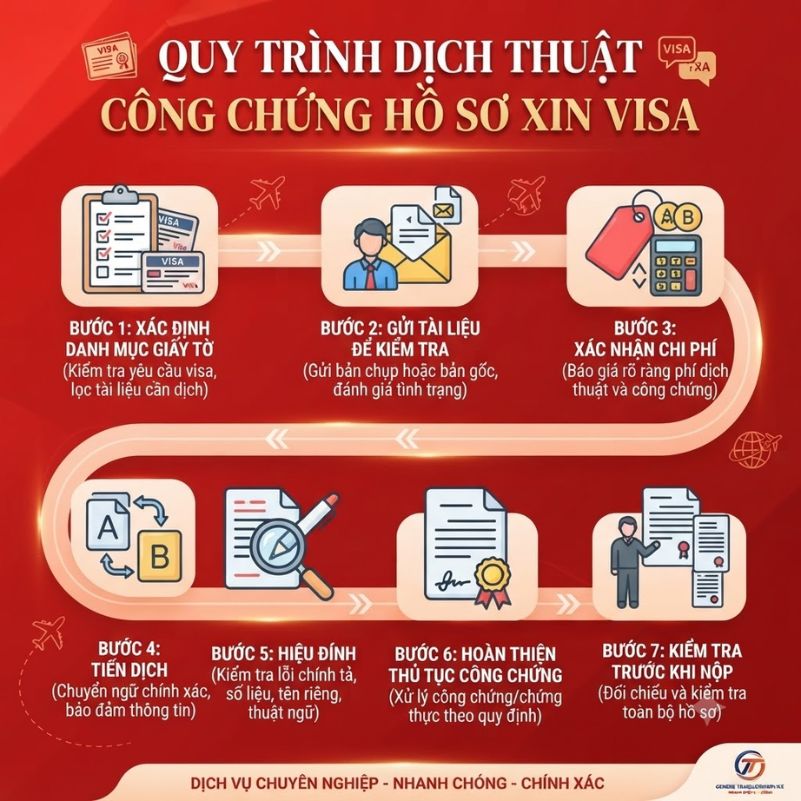 Dịch thuật công chứng hồ sơ xin visa – Quy trình rõ ràng, tiết kiệm thời gian và chi phí.