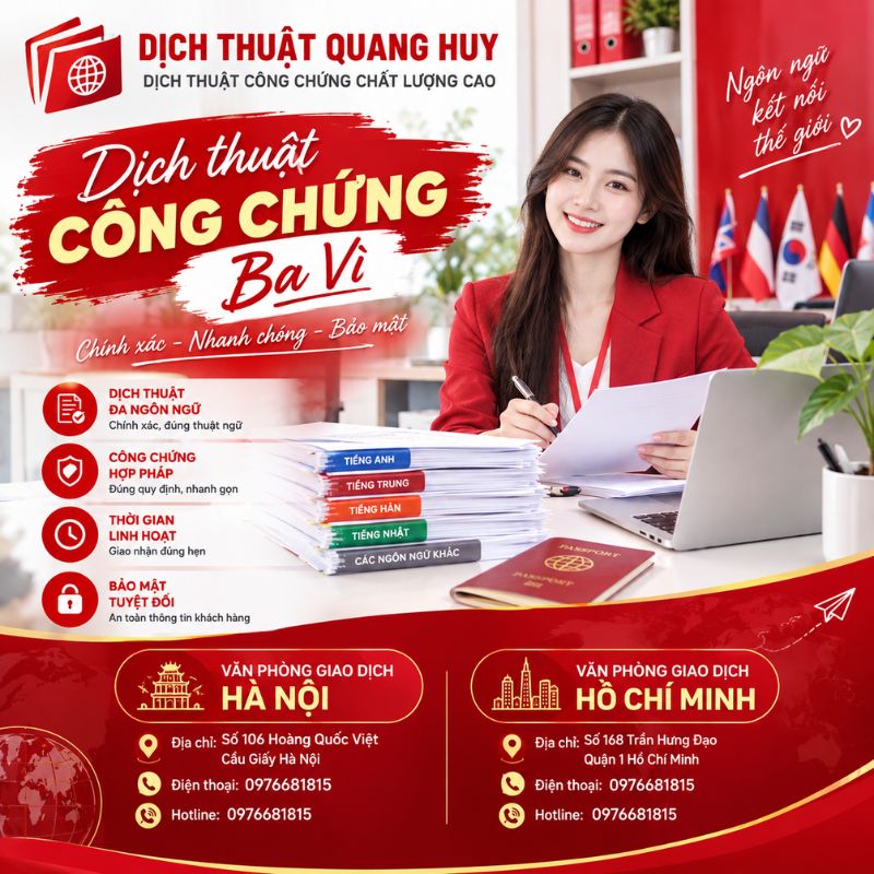 Dịch thuật công chứng Ba Vì