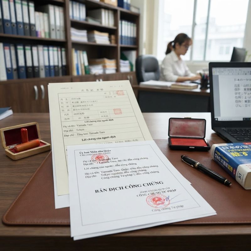 Dịch thuật công chứng tiếng Nhật cho giấy khai sinh, bằng cấp, học bạ và giấy tờ cá nhân, bảo đảm thống nhất thông tin.
