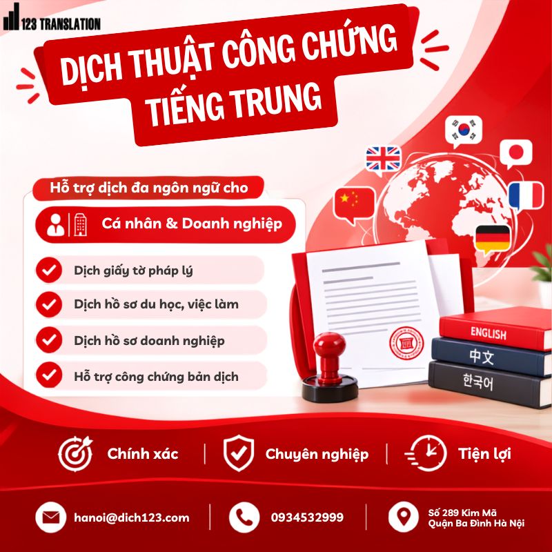 Dịch thuật công chứng tiếng Trung 2026 uy tín, chính xác, nhanh chóng
